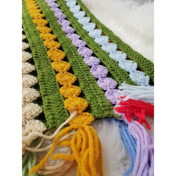 Vintage Afghan Throw blanket retro decor grandma‎ cottage rainbow LGBT colorful - Picture 7 of 10